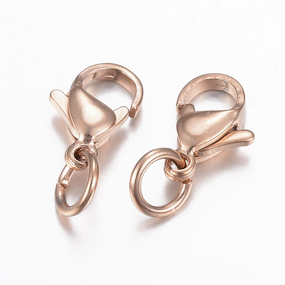 2db Rozé arany színű nemesacél delfinkapocs (12x6mm)