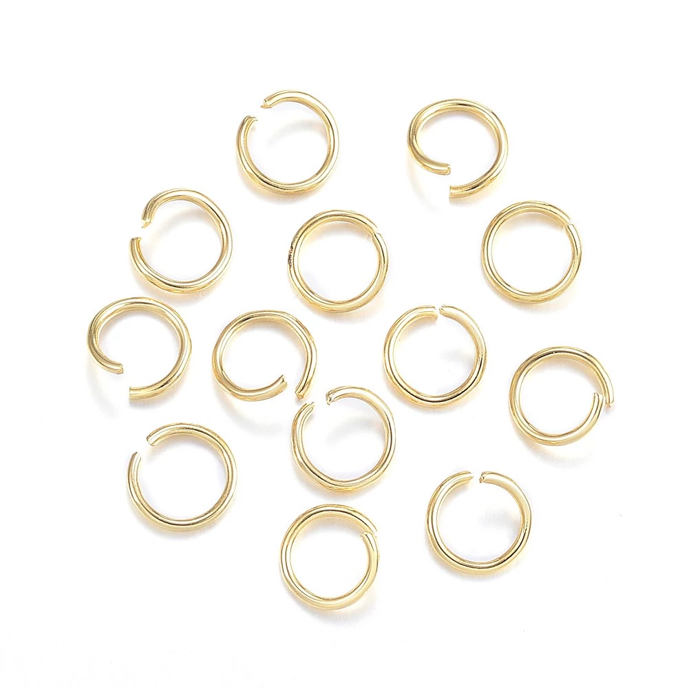 10db Arany színű nemesacél szimpla szerelőkarika (8mm) 24K arany bevonattal