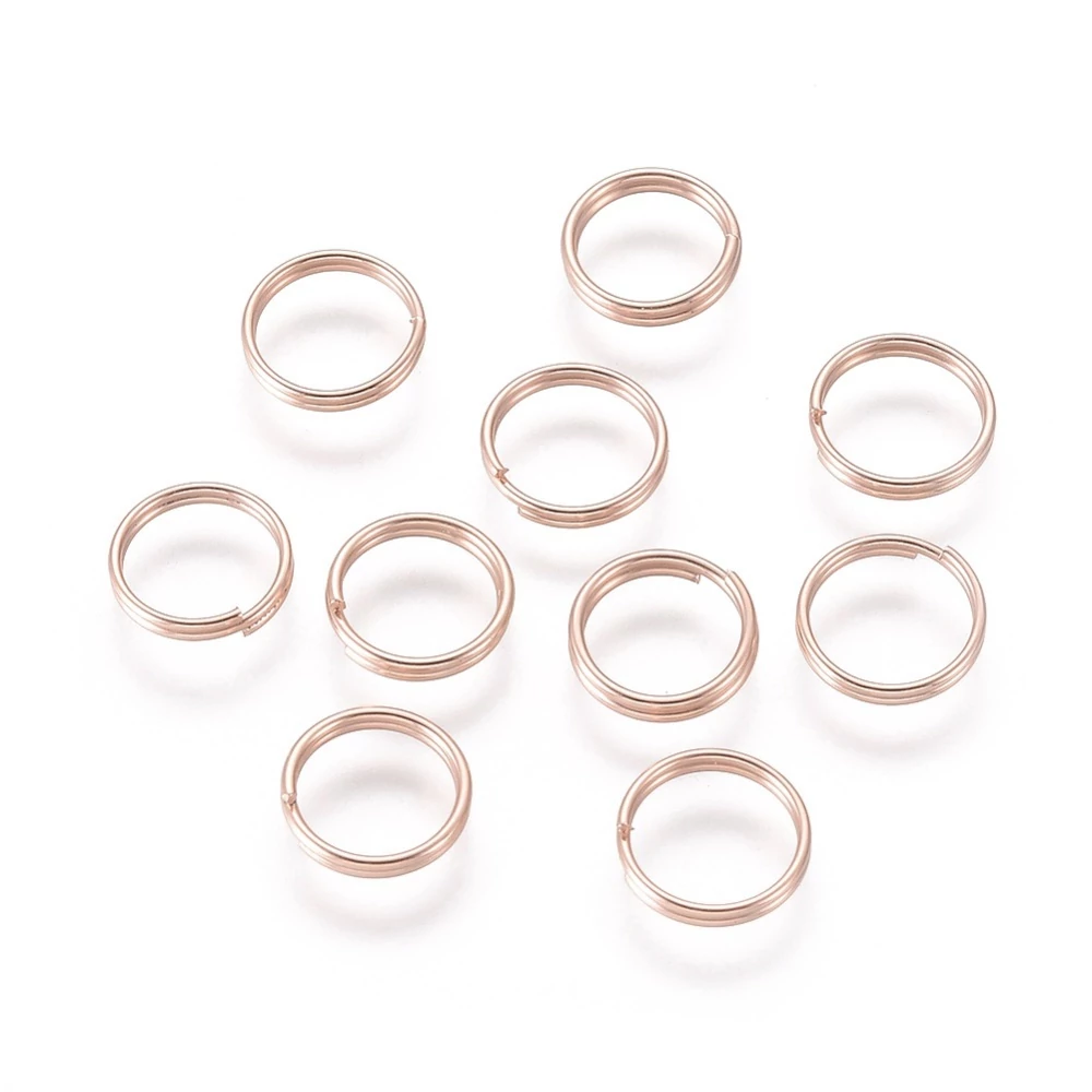 10db rozé arany színű nemesacél dupla szerelőkarika (8mm)