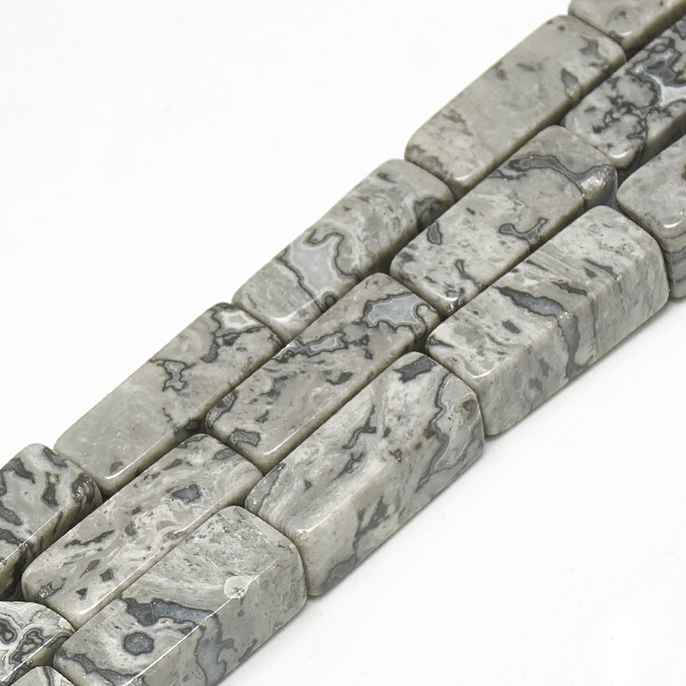 Netstone jáspis tégla ásványgyöngy szálban (20x8x8mm)/19db
