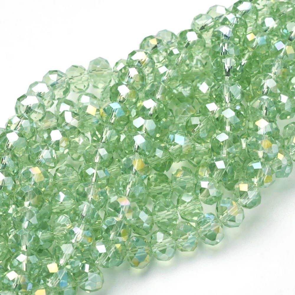 10db Csiszolt világos zöld üveggyöngy (8x5mm)