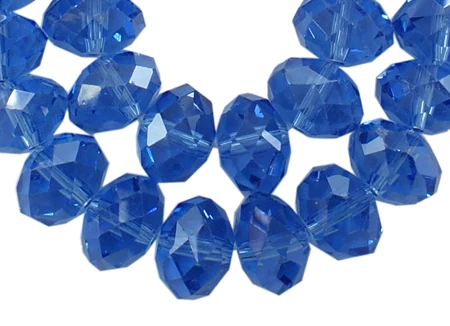 Csiszolt sötét kék üveggyöngy szálban (8x6mm) / 68~70db