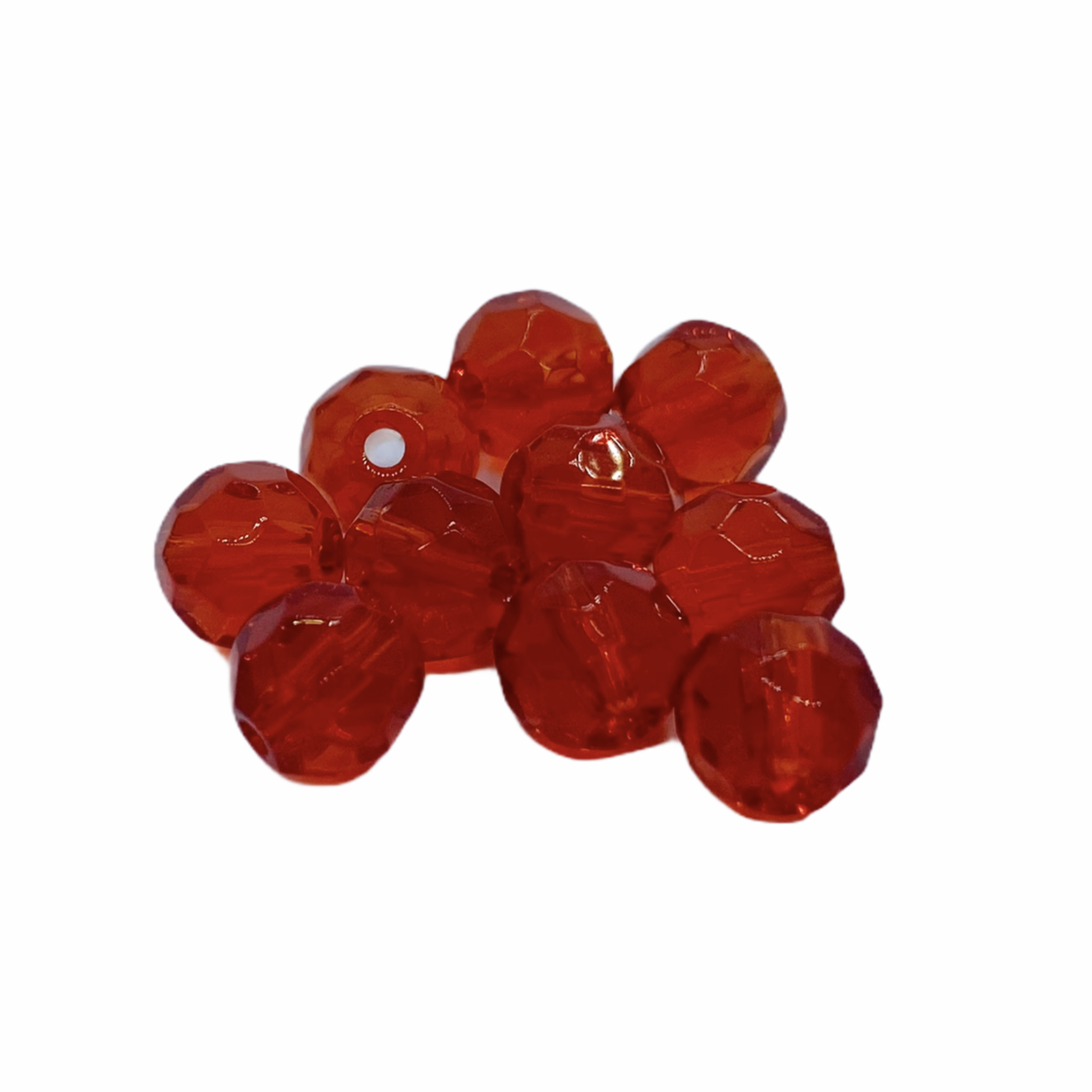 10db Csiszolt piros üveggyöngy (6mm)